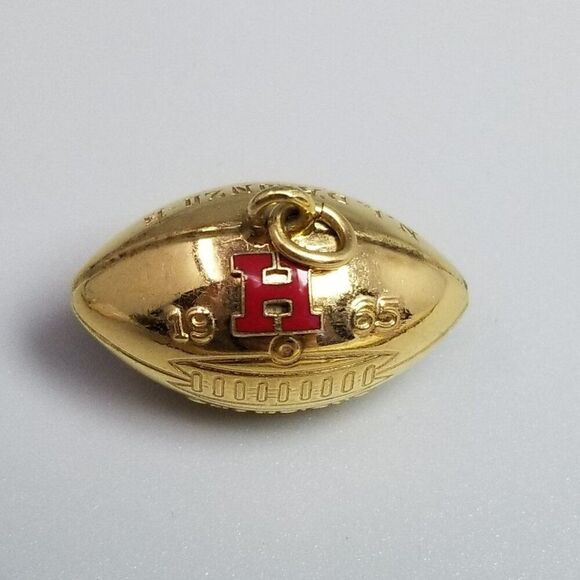 Vintage 1965 Football Letter H Red Enamel Charm Fob Trophy Award D'Alonzo Estate - Picture 8 of 8